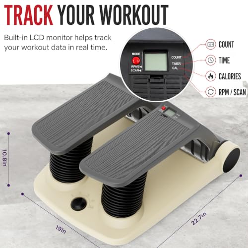 Image of Air Stepper Exercise Machine with Resistance Bands, 5-Level Adjustable Resistance, 300 lb Capacity Stair Stepper with LED Monitor, Low-Impact Home Cardio and Full Body Workout Equipment