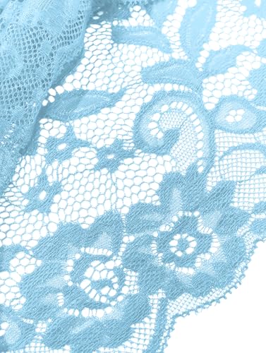 Image of Lilosy Sexy Sheer Floral Lace Pajamas Lingerie Set High Waist Sleepwear Bra and Panty 2 Piece Nightwear