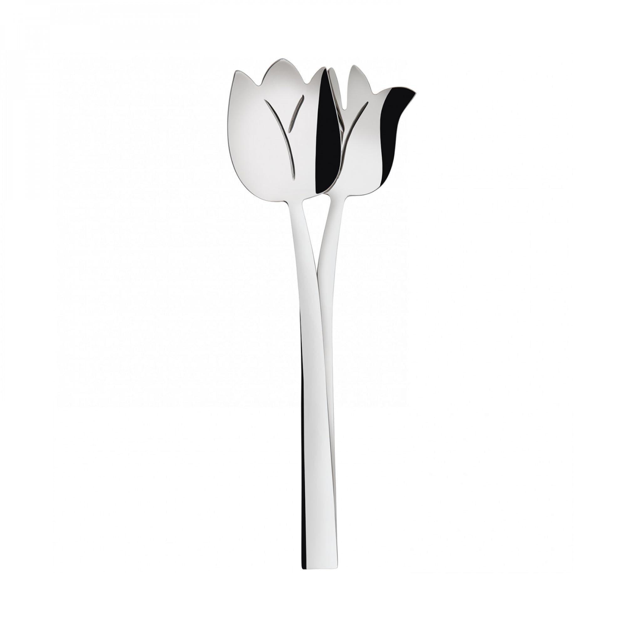 Cubiertos para ensalada Bugatti Tulipán de acero inoxidable de diseño elegante