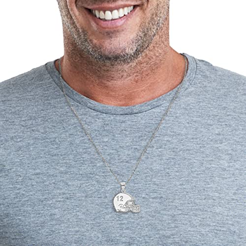 .925 Sterling Silver Football Helmet Pendant Necklace - Choice of Number (Front), Name (Back) and Chain Length4