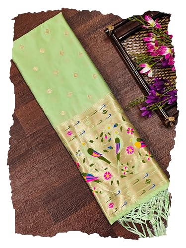 Image of DEVANGI Women's Woven Paithani Banarasi Silk Dupatta /Chunni For Women, Floral Print 1 Meter Wide and 2.3 Meter Length Printed Designer Dupatta /Chunni For Girls
