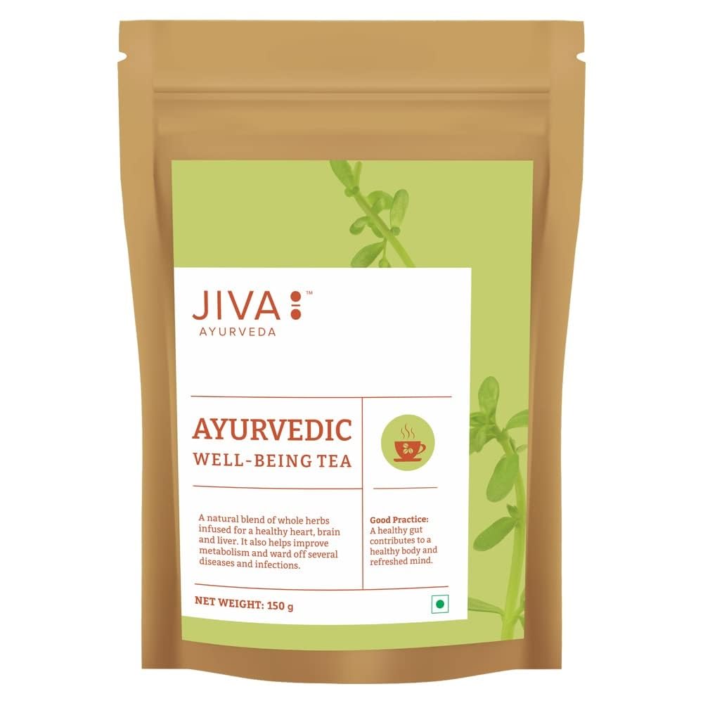 Jiva Ayurvedic Tea Caffeine-Free Tea For Healthy Heart, Brain, and Liver | Boosts Immunity, Lowers Cholesterol & Improves Digestion | No Artificial Flavour -150g(Pack Of 1)-picture-24