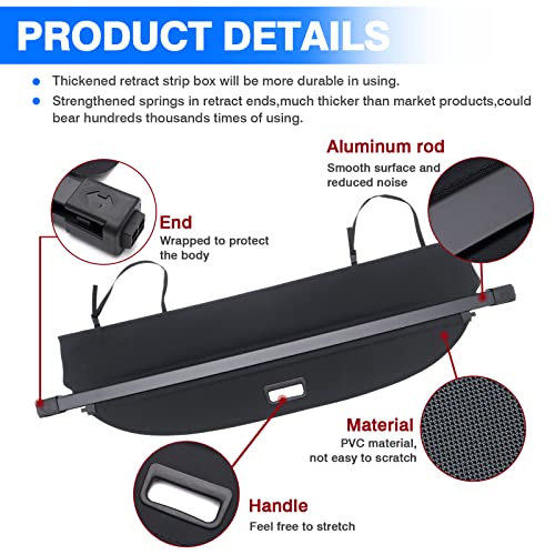 Image of Powerty Cargo Cover for 2015-2024 Nissan Murano 2.5L /3.5L Retractable Trunk Cover for Murano Accessories Security Shielding Shade Cover