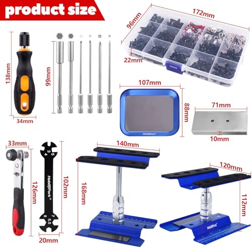 Hobbypark 10725 Rc Car Work Stand 360 Degree Rotation, 620Pcs Rc Screw Kit W/Tray & Rc Screwdrivers Repair Tool Set thumb #5