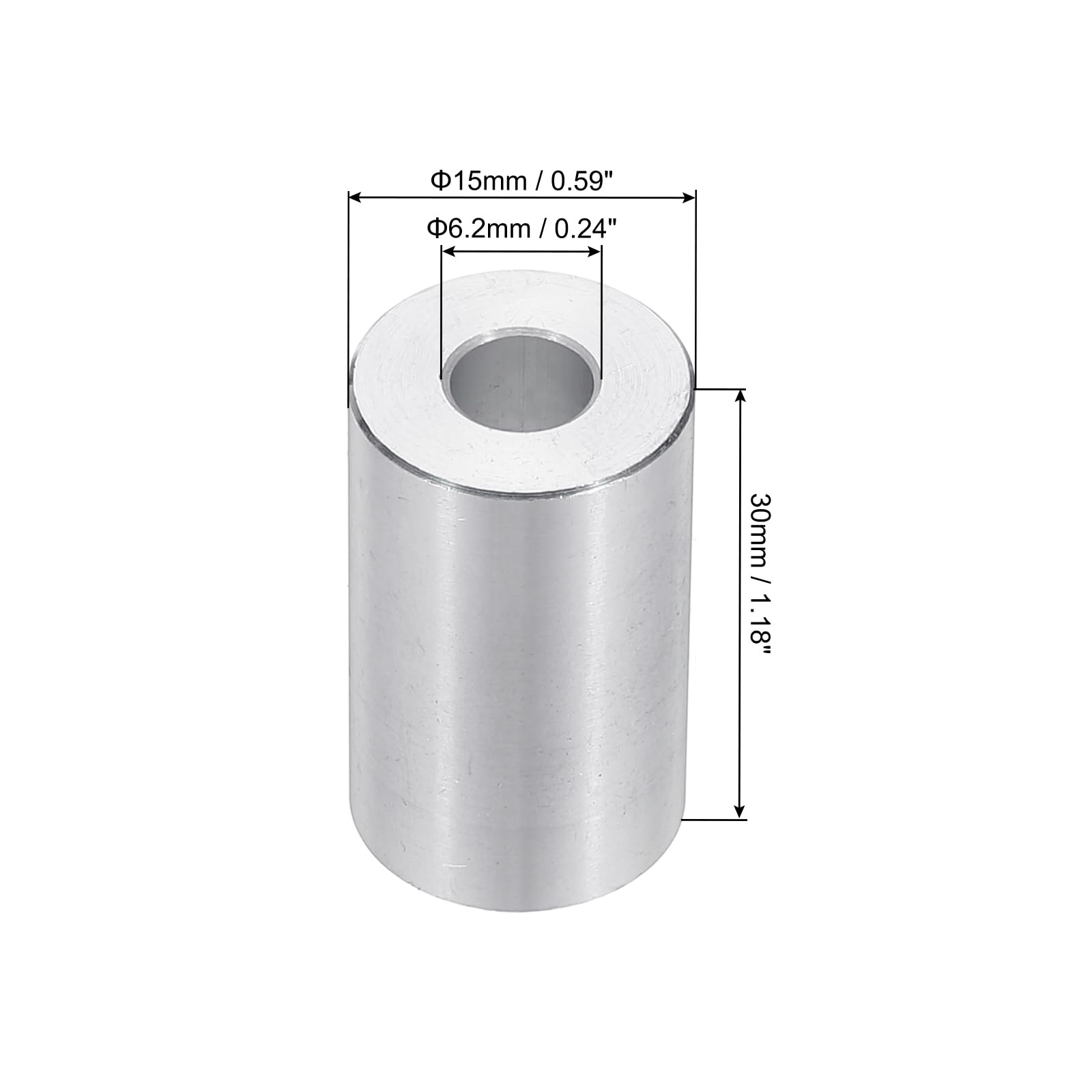 PATIKIL M6 Aluminum Spacers, 6pcs 1/4" x 5/8" Round Metal Spacers for 1/4 or M6 Screw Bolts - Image 2