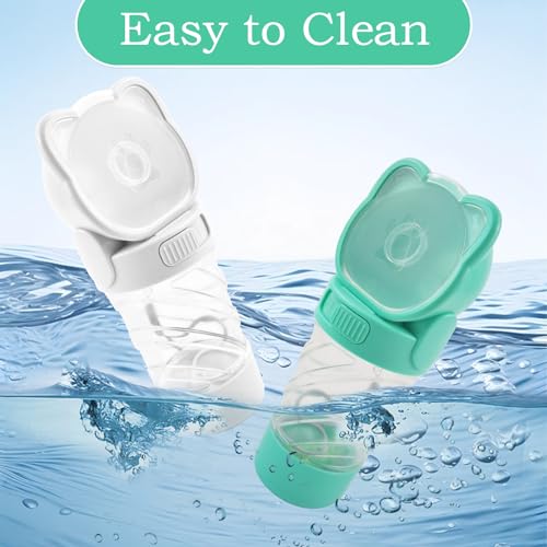 Image of Dog Water Bottle Portable,Leak Proof Puppy Water Bottle Dispenser with Food Container,Lightweight Travel Water Bowl for Dogs Outdoor Walking Travel Hiking(19 OZ,Green)
