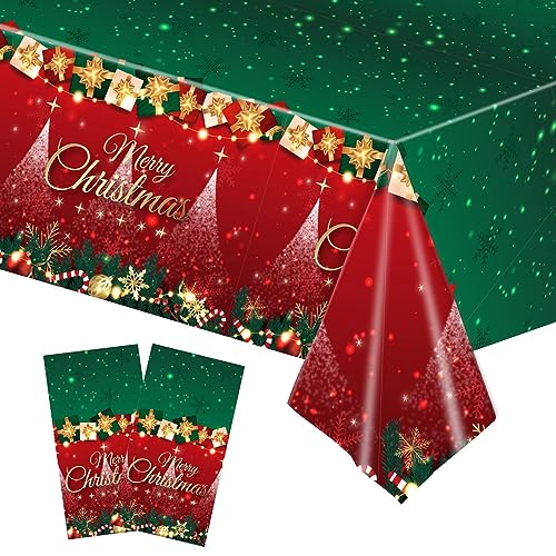 2 Stück Weihnachtstischdecke, 137x274cm PVC Plastik Abwaschbar...