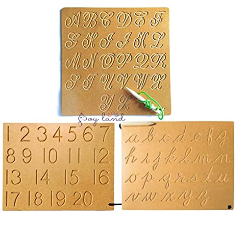Image of JOY LAND Capital Numbers Hindi Varnmala Writing Practice Wooden Tracing Boards Educational Toys for Kids with Dummy Pencil | Letter Educational Slate | Learning Board for Baby (Set - 7)