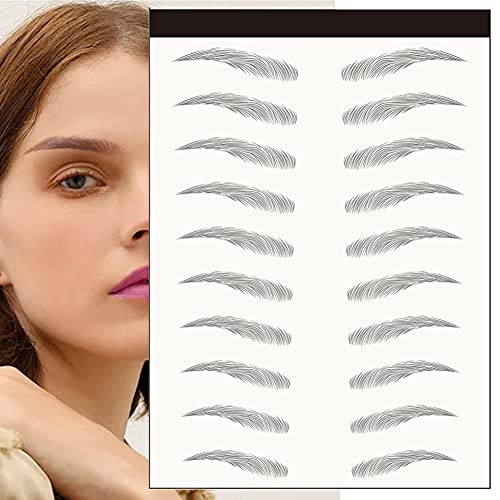 WEGOTTABB 6 sheets 6D Hairlike Eyebrow Tattoo Sticker Black Waterproof Grooming Shaping Eyebrow Sticker in Arch Style for Women and Girls,60 pairs (Elegent Styels(QZ))