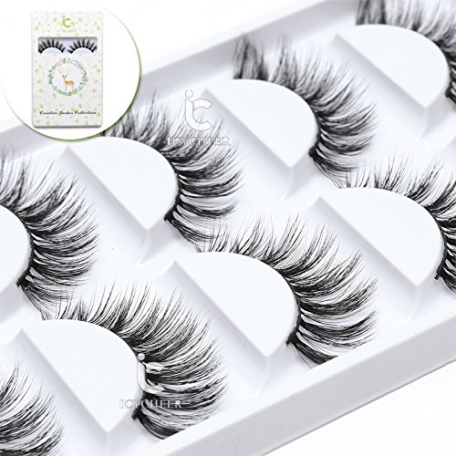 Preisvergleich Produktbild ICYCHEER Falsche Wimpern, 5 Paare Natürliche Schwarz Lange Künstliche Wimpern