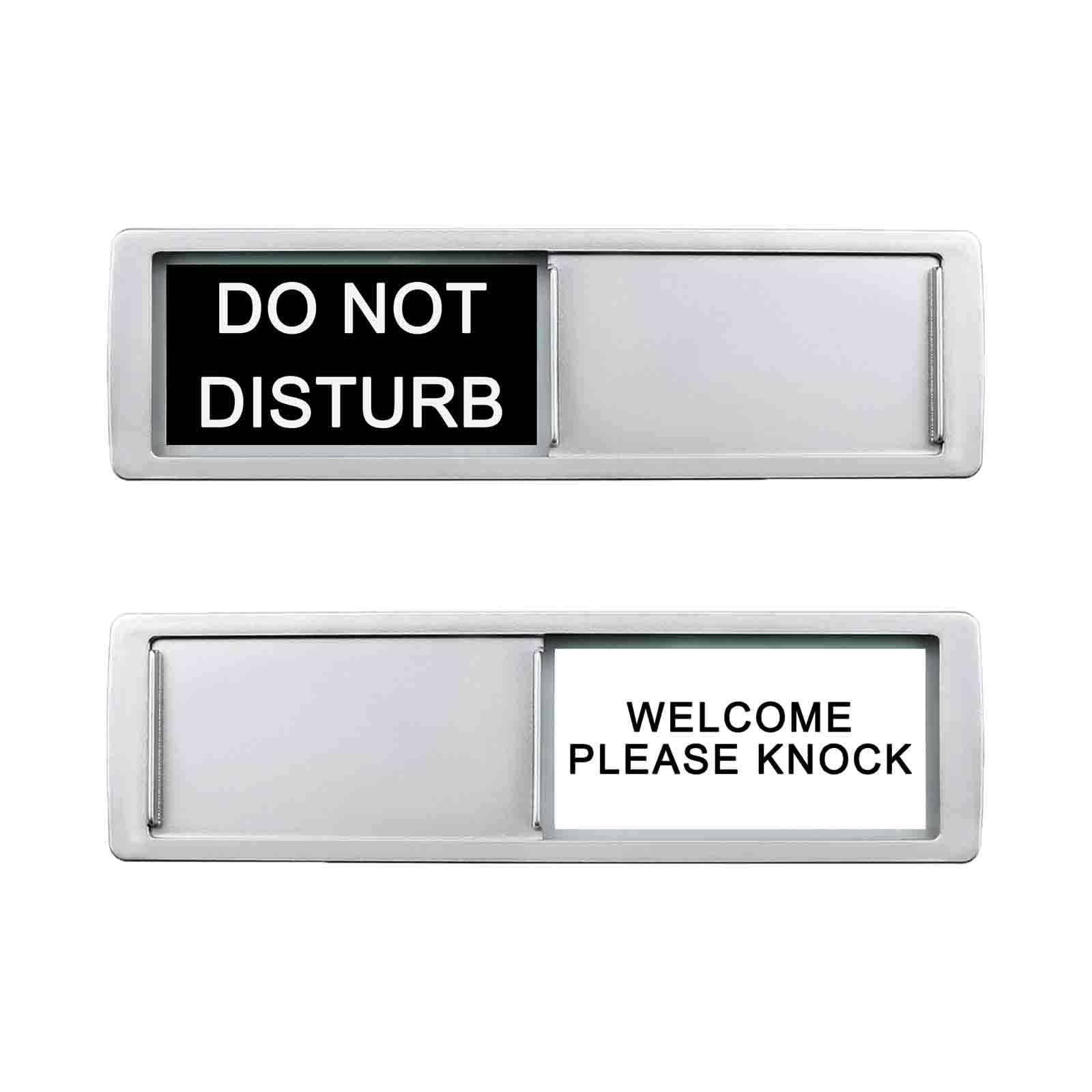Do Not Disturb Privacy Door Sign - Please Knock for Home Office Restroom Conference Hospital, Non-Scratch Magnetic Slider Door Indicator, 7'' x 2'' - Black & White