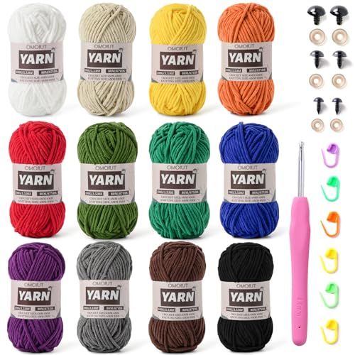 Image of 12 Pack Chunky Chenille Yarn for Crocheting, Bulky Velvet Yarn for Crochet, Baby Yarn for Crocheting Soft Blanket, 42.3 oz (1050 yds) Amigurumi Yarns for Craft Set B