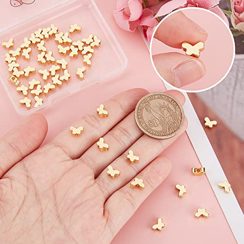 Beebeecraft 50Pcs/Box Butterfly Spacer Beads 18K Gold Plated Butterfly Shaped Beads Charm 5x7mm Loose Jewelry Making for DIY Bracelet Earring Necklace - Image 3