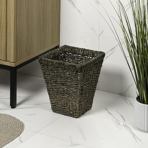 happimess Alden 2.3 Gal Square Seagrass Wastebasket, Brown, Set of 2 by happimess - Used condition - Image 6