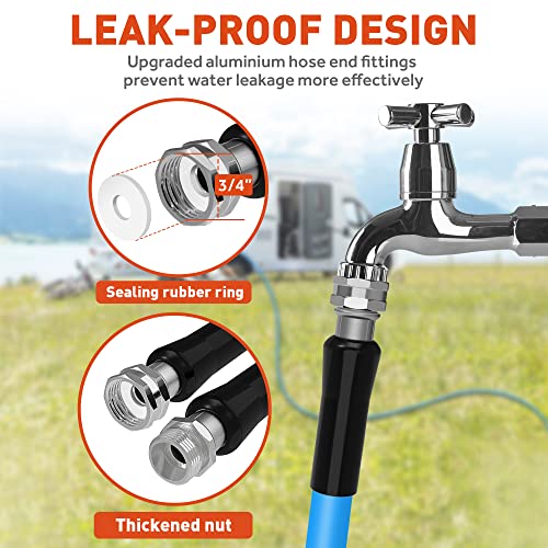 Snowyfox Rv Drinking Water Hose 35Ft, 5/8'' Rv Camper Fresh Water Garden Hose For Rv,Truck,Blue,Leak Free And Anti Kink Design,Phthalate And Bpa Free #TOP1