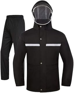 LXRZLS Outdoor Hooded Raincoat Double Layer Split Raincoat Thicken Adult Windproof Active Long Sleeve Rainwear (Color : Black, Size : M)