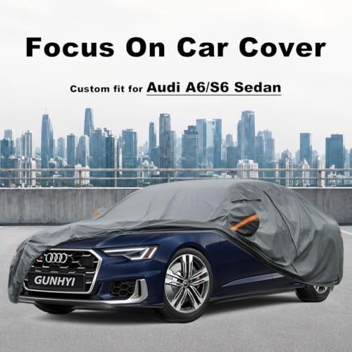 Image of GUNHYI Premium Car Cover Custom Fit Audi A6 /S6 Sedan, 16 Layers Heavy Duty Car Cover Waterproof All Weather with Zipper Door for Sun Rain Snow Dust Uv Protection