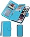 For iPhone 7Plus Wallet Case,Valentoria Premium Vintage Leather Wallet Case Magnetic Detachable Slim Back Cover Card Holder Slot Wrist Strap Case for iPhone 7 5.5inch (iPhone 7 Plus, Turquoise)