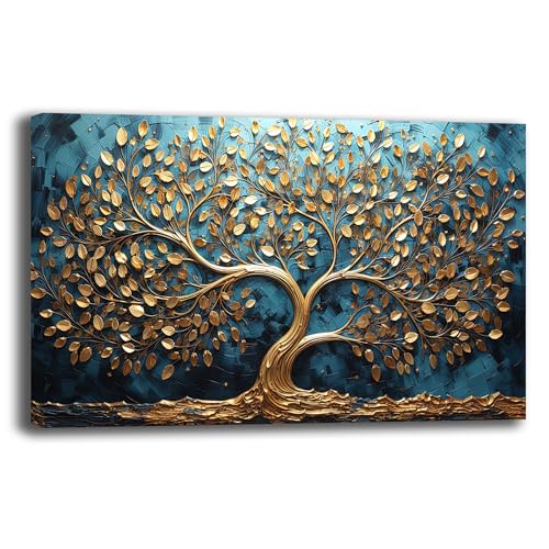 Printerland Quadro Albero della Vita su Tela Canvas, Quadro Moderno da Parete per Soggiorno, Salotto e Camera da Letto, Stampa Artistica Made in Italy Pronta da Appendere (11, 40x70 cm)