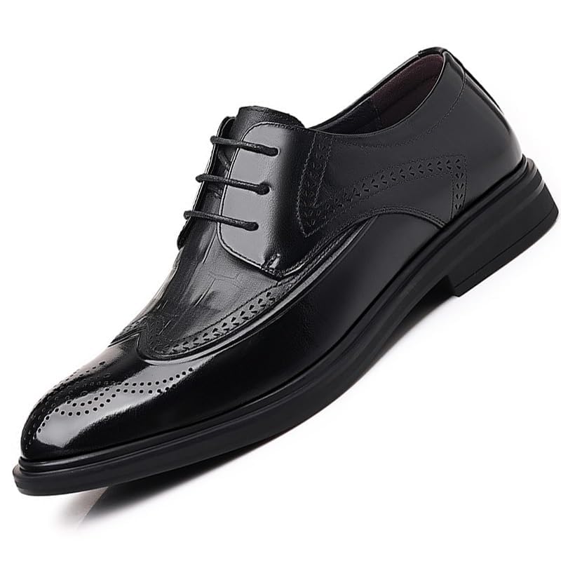 Men Leather Oxford Dress Shoes Round Toe Block Heel Rubber Sole Non Slip Party Italian Luxury Comfortable Wedding Office Business Formal Elegant