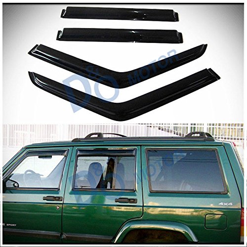 D&O MOTOR 4pcs Front+Rear Smoke Sun/Rain Guard Outside Mount Tape-On Window Visors for 84-01 Cherokee 4-Door D&O MOTOR 4pcs Front+Rear Smoke Sun/Rain Guard Outside Mount Tape-On Window Visors for 84-01 Cherokee 4-Door