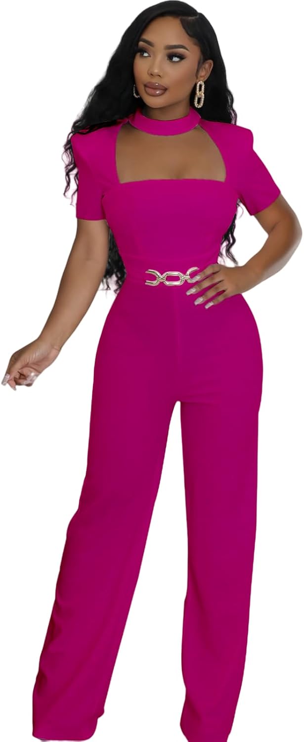 Women's formal jumpsuit elegant straight pants party casual club jumpsuit