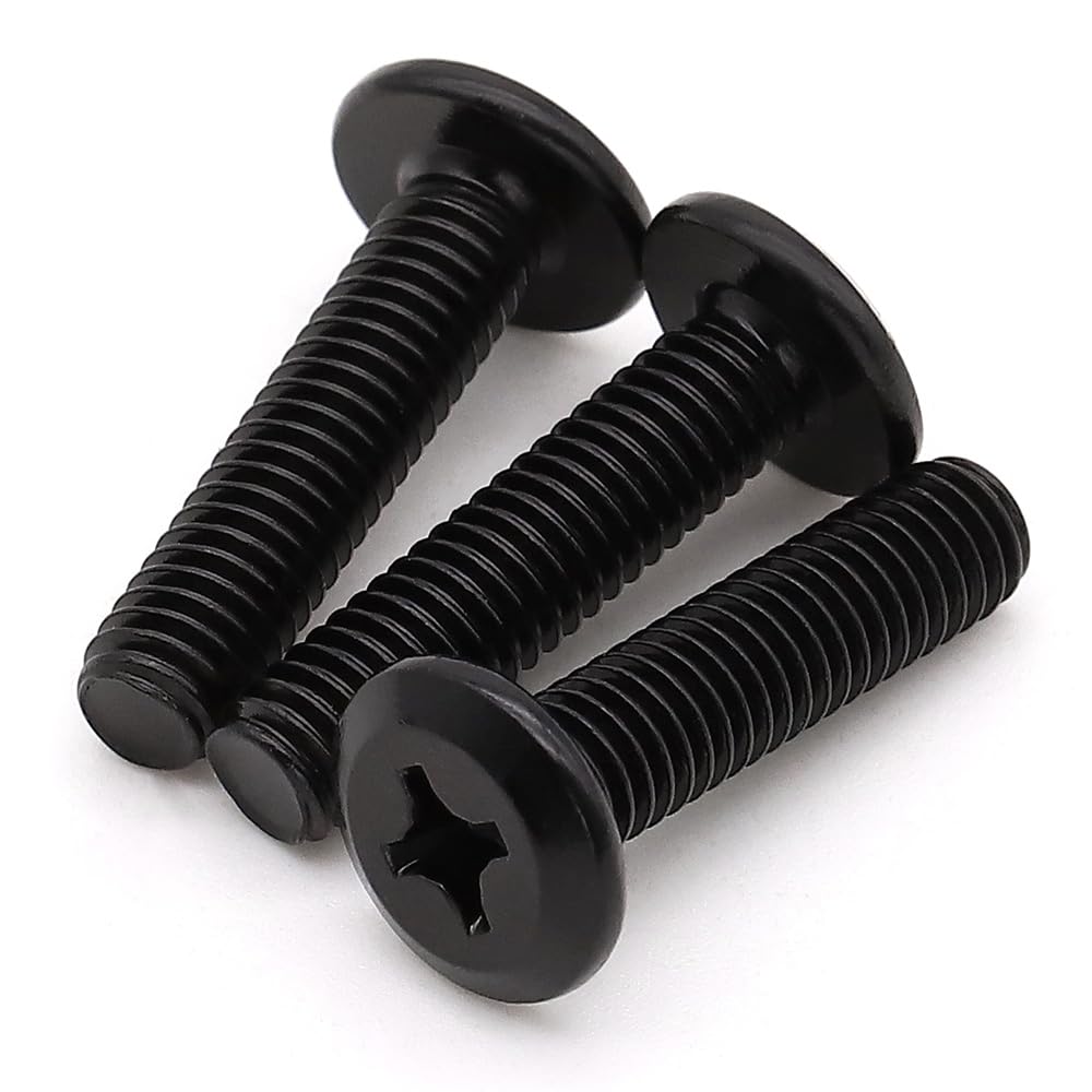 M6-1.0 x 12mm (30 Pack) Phillips Drive Flat Head Machine Screws, Stainless Steel 304 (18-8), Full Thread, UNC, Black Furniture Screws, Black Coated