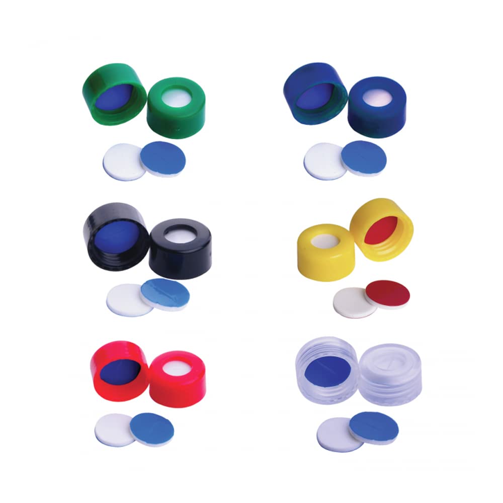 09-0030B Cap with PTFE/Silicone Septa, 9mm, Blue (Pack of 100)