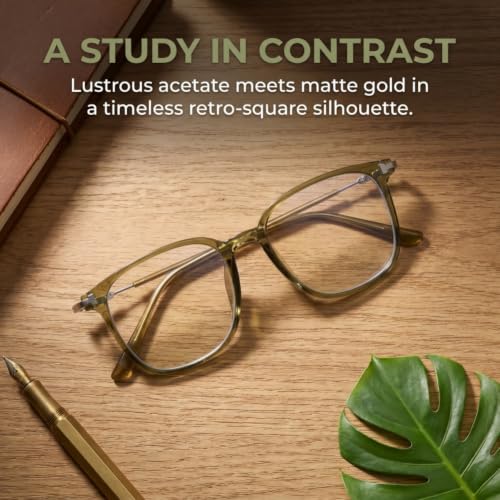 Image of Shiratori Square Blue Light Blocking Glasses for Women Men, Lightweight Frame Anti Eyestrain Computer Glasses