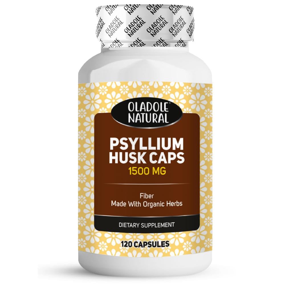 Oladole Psyllium Husk 1500mg - 120 Capsules High Fiber Supplement for Digestive Health, Weight Management & Colon Cleansing | Supports Heart Health, Detoxification & Eases Constipation | Gluten Free