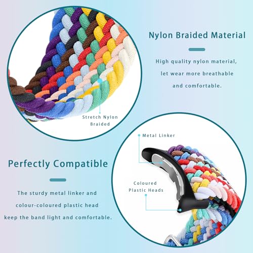 Eiavike Braided Bands Solo Loop Compatible with Google Pixel Watch 2/Pixel Watch, Adjustable Stretchy Nylon Elastic Straps with Upgraded Connector for Google Pixel Watch 2/1 Wristbands Women Men