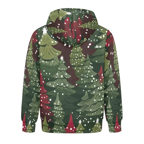 Kids Hoodies Sweaters Christmas Xmas Trees Hooded Sweatshirts with Big Pockets for Boys Girls B04003322