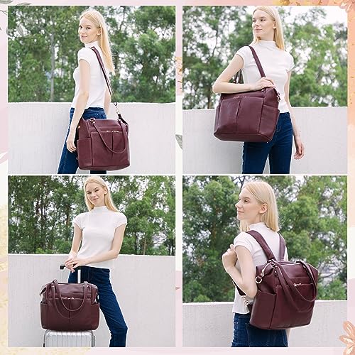 MOMINSIDE Diaper Bag Tote, Leather Diaper Bag Backpack, Diaper Caddy Organizer, Convertible Baby Bag for Boys Girls, Baby Registry, Changing Pad, 4 Large Insulated Pockets