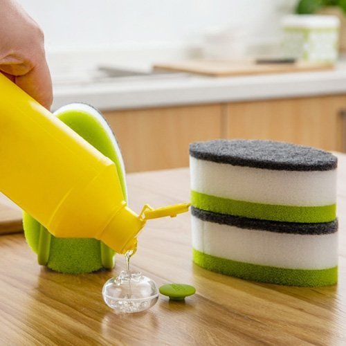 Flipco Triple Layer Soapy-Sponge for Dish wash for Kitchen Self Release Dish Wash Scouring Sponge