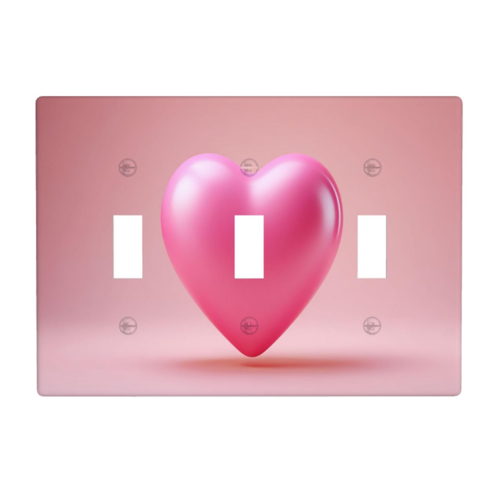 Heart Pink Light Switch Covers 3 Gang Triple Toggle Wall Plate Switchplate Electrical Faceplate for Bathroom Kitchen Bedroom Decor