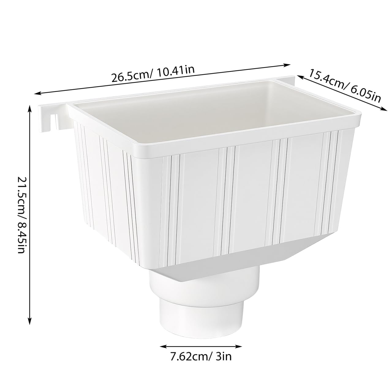 HOMSFOU Scarico Grondaia Downpipe Adattatore Universale Adattatore Paesaggio Deviatore Acqua Piovana Grande Imbuto Outdoor Acqua Piovana Grondaia Tamburo Drenaggio Olio Adaptador Bianco PVC Beccuccio