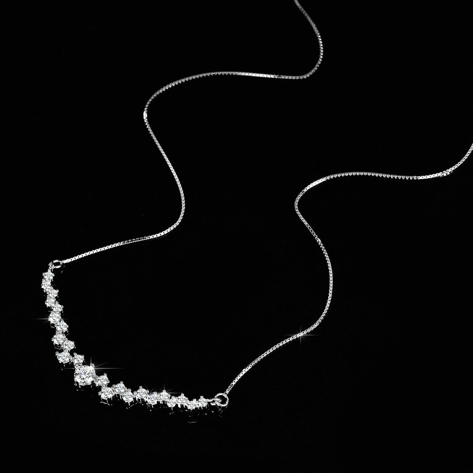 Collar con colgante de cadena para mujer, oro blanco de 9 quilates, 14 quilates, 18 quilates, geométrico con moissanita, collar de plata para mujer