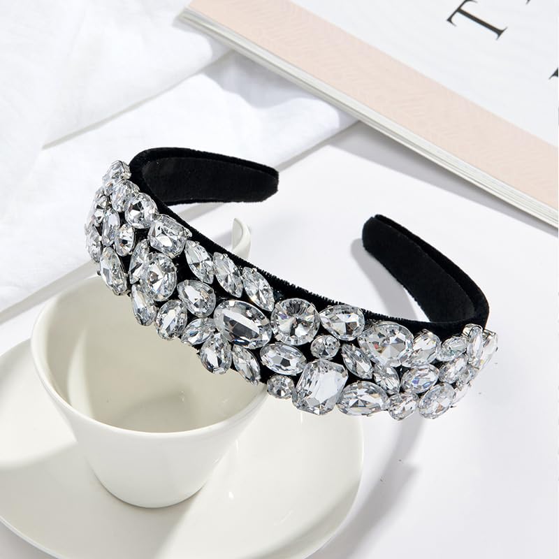 Spunklad Rhinestone Silver Headband, Bling Headbands for Womens Hair Hair Accessories Wedding Guest, Diamond Ladies Hairbands - Image 3