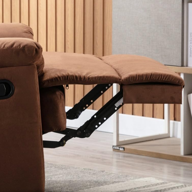 Image of Torque - Valencia 1 Seater Fabric Manual Recliner | Recliner Sofa /Chair for Living Room, Bedroom, Office (Brown) | 1 Year Warranty