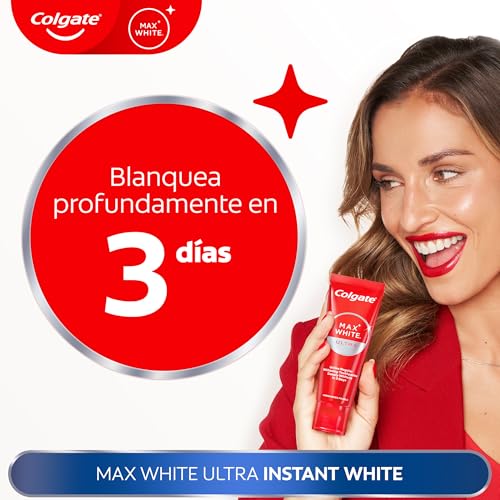 Miniatura 2 de Colgate Max White Ultra Pasta de dientes Efecto Instantáneo, Blanquea las Manchas Profundas en 3 Días, la Tecnología ActiveShine Suaviza la Superficie del Esmalte para Reflejar la Luz, Sabor Mejorado