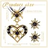 Teegxddy 3 Stück Trachtenschmuck Set Bayerisch Schmuck Trachtenkette mit Strass Edelweiß Herz Anhänger und Edelweiß Ohrstecker für Damen Bierfest Trachten Dirndl Outfit Accessoires(Gold Schwarz) #1
