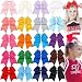 20Pcs 7" Large Cheer Bows for Girls Ponytail Holder Satin Cheerleading Bows Elastic Hair Tie Bands for Baby Girls School Colleage Teens Senior Cheerleader