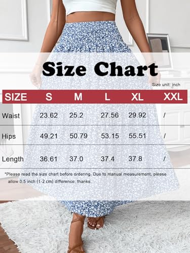 Women's Smocked High Waist Maxi Skirt Casual Boho Long Skirts with Pockets - Image 5