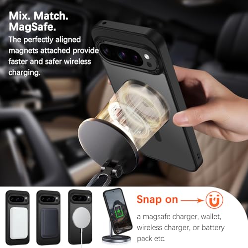 Image of YINLAI for Google Pixel 10 Pro XL Case,Magnetic Compatible with MagSafe, Slim Matte Anti-Fingerprint, Shockproof Full Body Military Grade Protection for Google Pixel 10 Pro XL Cover, Black