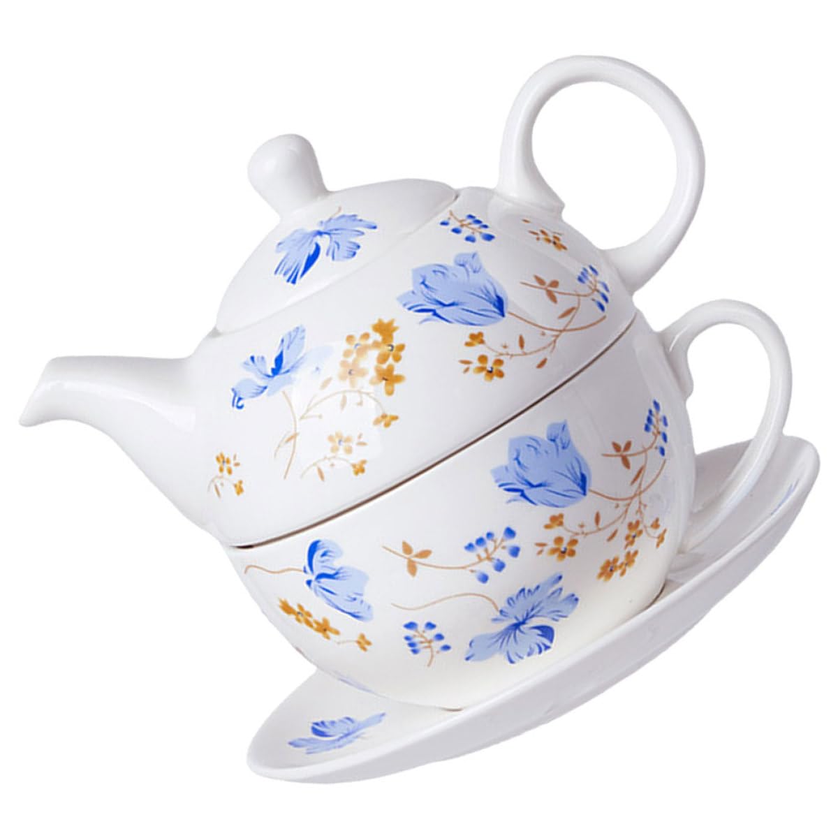 1satz Keramik Teeset mit Teekanne und Tasse Elegantes Tragbares Teezeremonie Zubehör für Losen Tee und Blumentee Geschenkset für Zuhause Büro und Reisen