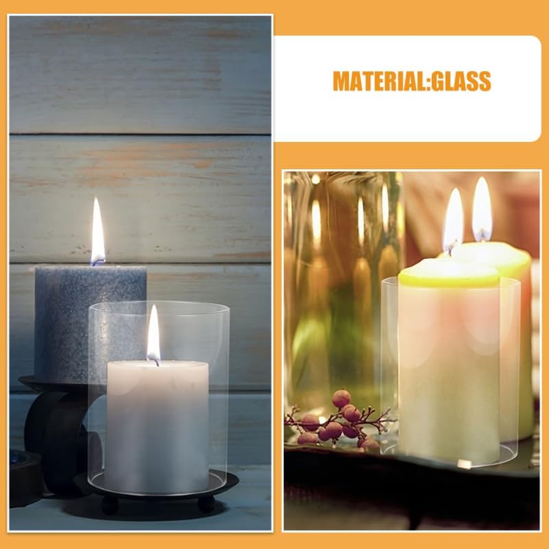 PRETYZOOM 4x4 Inch Glass Candle Sleeve Cylinder Windproof Hurricane Candle Holder Lid - Image 5