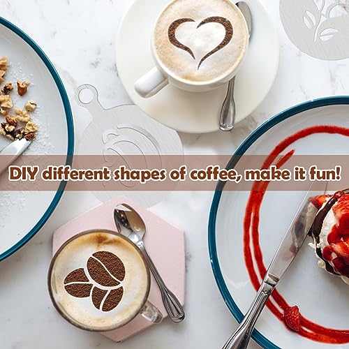 Stainless Steel Coffee Stencils - 6 Pcs Decorating Stencils for Cappuccino Latte Art & Cake Decorating (Style 1) - Image 4