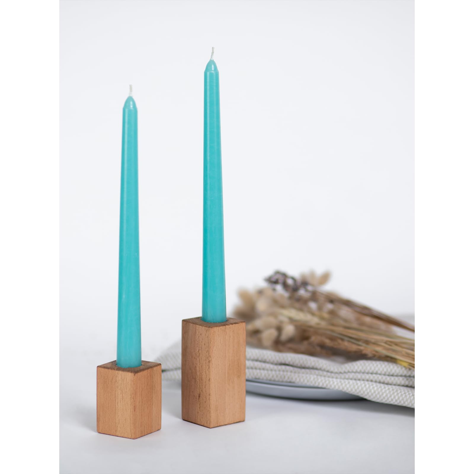 Candwax - Set di 12 candele coniche da 20,3 cm, candele da cena, senza goccia, alte candele a lunga durata, perfette per cene, feste o matrimoni, candele color turchese