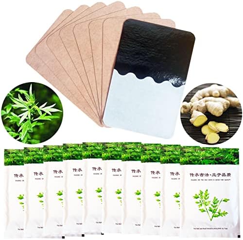 100Pcs Mugwort Ginger Patch, Chinese Traditional Medicine Herbal Paste for Neck, Shoulder, Waist, Feet, Joint, Relieve Pain, Seniors Gift, 12 * 8cm, Pack of 10