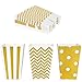 Ikruidy Cajas de Palomitas de maíz 36 pcs Cartón Caramelo Contenedor para Dulces para Cine Mesas de Postres Regalos de Boda Dorado